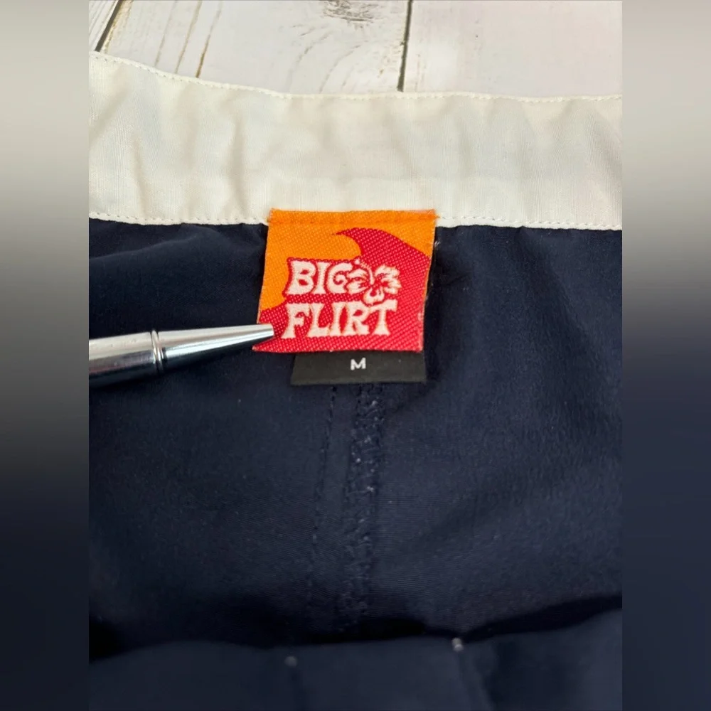 BIG FLIRT POLYESTER BOARD SHORTS NAVY BLUE READ MEASUREMENTS - Picture 4 of 6
